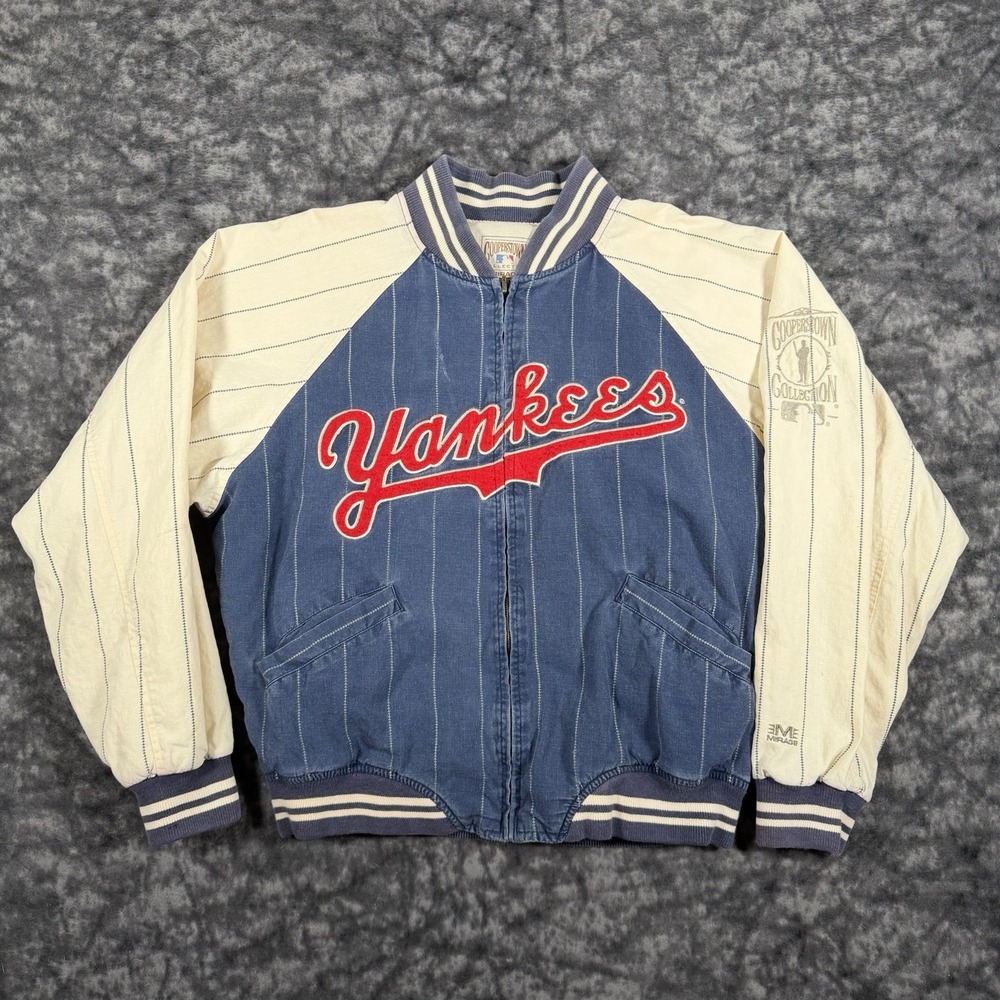 1991 NY Yankees Cooperstown Collection Reversible Bomber Jacket Mens Size L